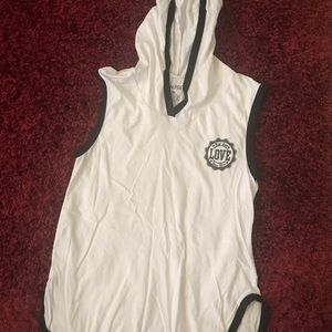 Black/White Love Tank with Hood